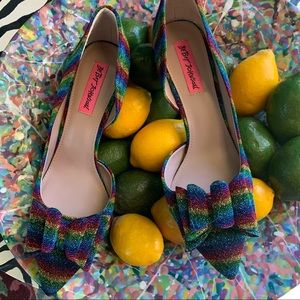 Betsey Johnson Rainbow Tinsel heels